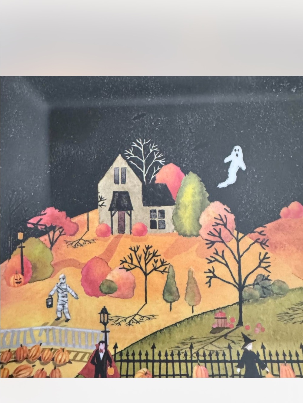 Plastic Halloween Village Decorative Tray - Black & Orange - Picture 4 of 4